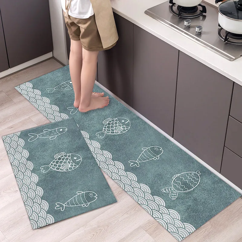 Custom kitchen carpet 2 Pieces Microfiber Moroccan Trellis Non-Slip Soft Kitchen Mat