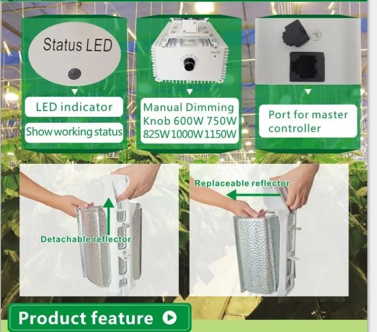 ETL Сертифицированный против патрона лампы 347V двойной конец 1000W HPS Grow Light для теплицы