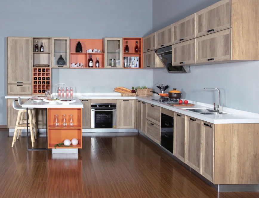 CBMMART Customized Solid Wood Kitchen Cabinet Carcase Marble Accessories Antique Classic Stone Box Style Knob Storage Surface