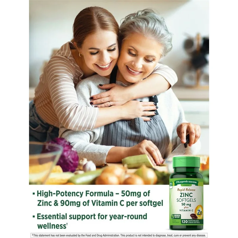 Wholesales Hot Sale Antioxidant Supplements Support Eye Health Zinc Softgels Skin Whitening Vitamin C Capsules