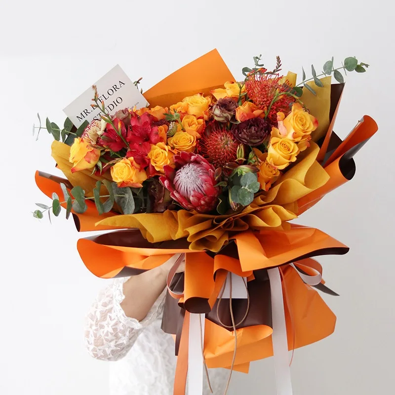 2022 двухцветная Водонепроницаемая утолщенная подарочная упаковка оберточная бумага для букета флористиста рождественских