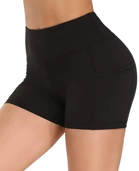 Women High Waist Leggings Gym Running Sports Fitness Compression Yoga Short Pants with Pocket