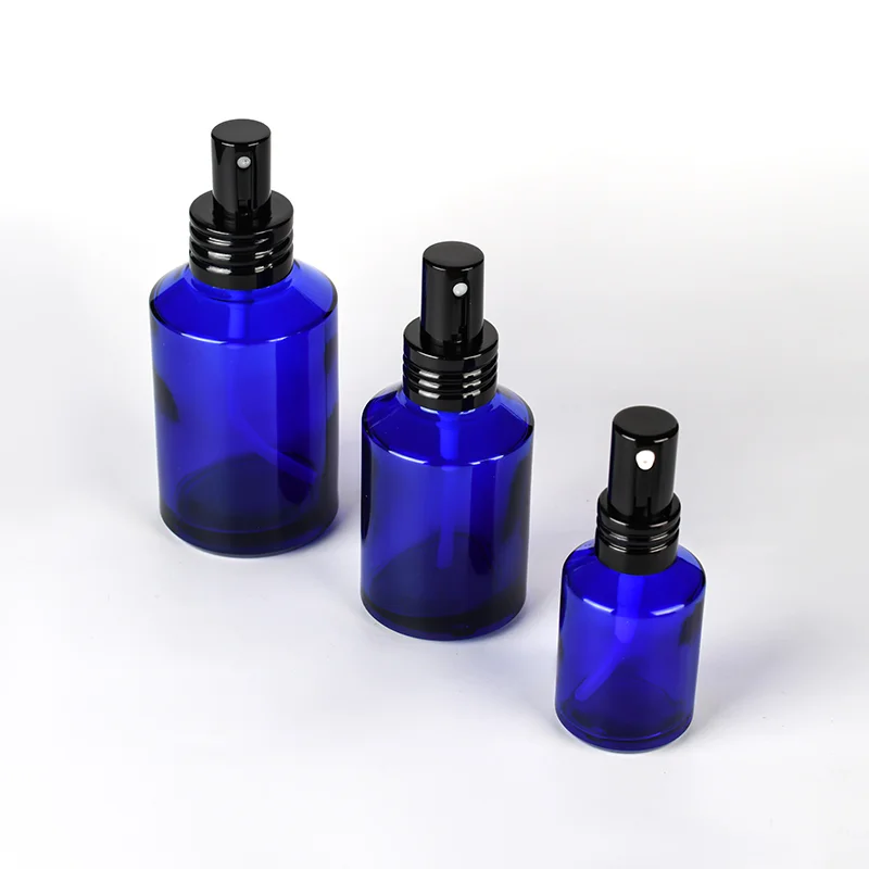 50ml Brown safforn empty cylinder shape spray pump 50 ml gradient cylindrical thick perfume glass bottle