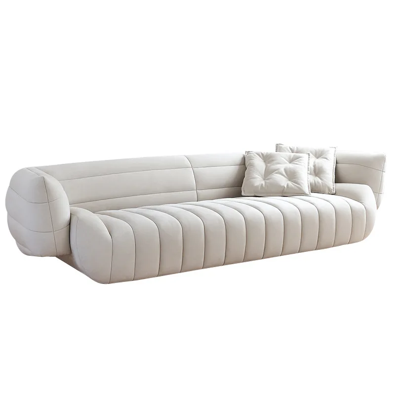 2024 YOUTAI Italian Minimalist Leather Banana Boat Sofa Italian Minimalist I Shape Living Room Sofa