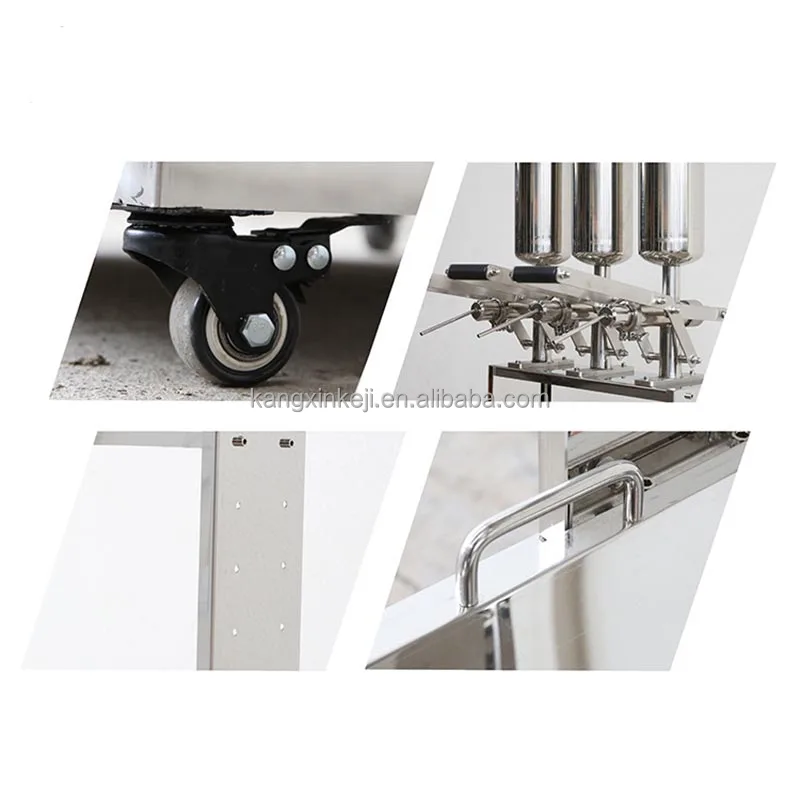 Small Manual Model Puff Peanut Butter Ice Cream Filling Machine 5L*3Pcs Paste Jam Chocolate Mould Cake Bread Donut Filler