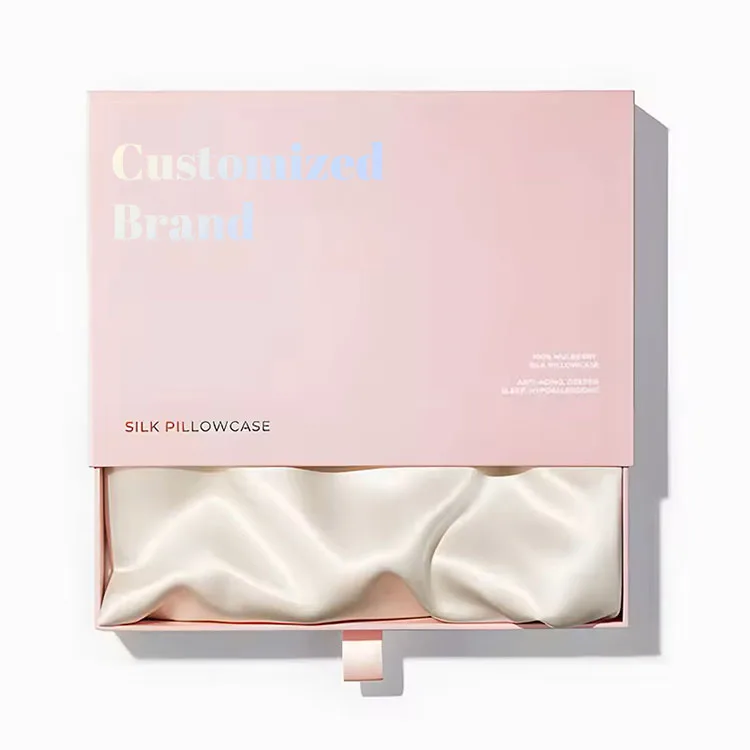 high quality  silk pillow cover set with gift box  silk pillow case set 100% pure mulberry silk pillowcase