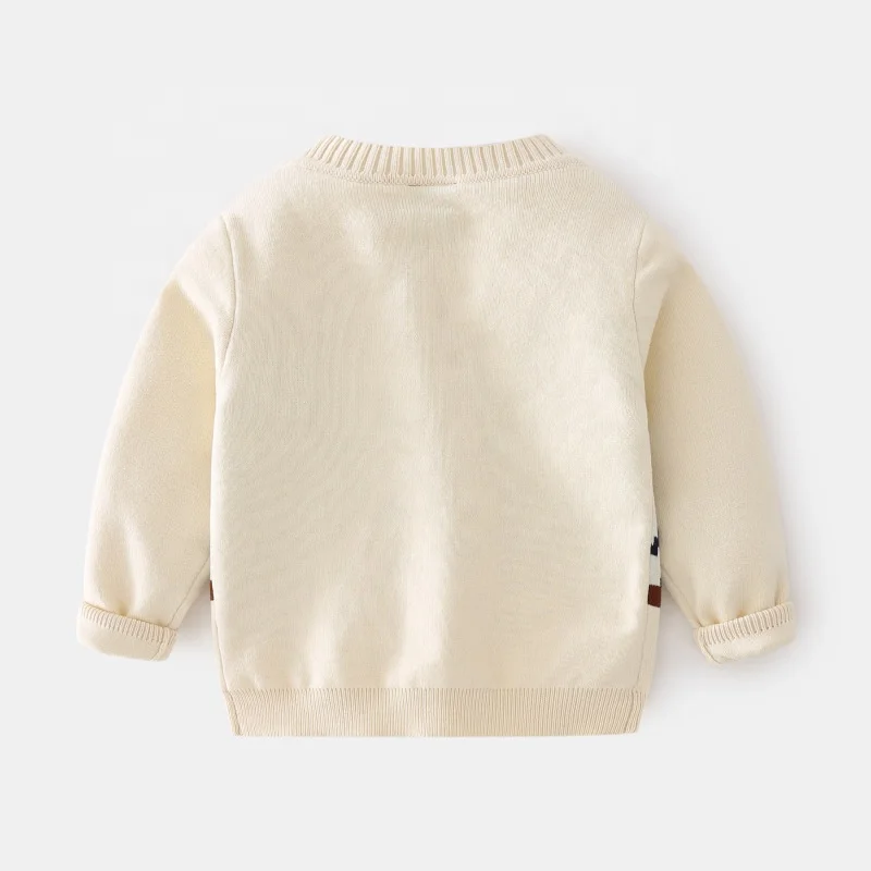 Wholesale Autumn Argyle Printed Baby Boy Cardigan V Neck Long Sleeve Kids Knit Sweater