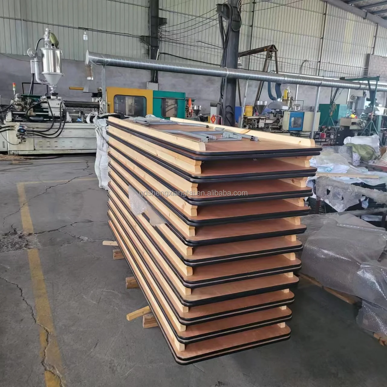 Rectangular Wood Folding Banquet wedding Table church school with Clear Coated Finished Top for 10 people person