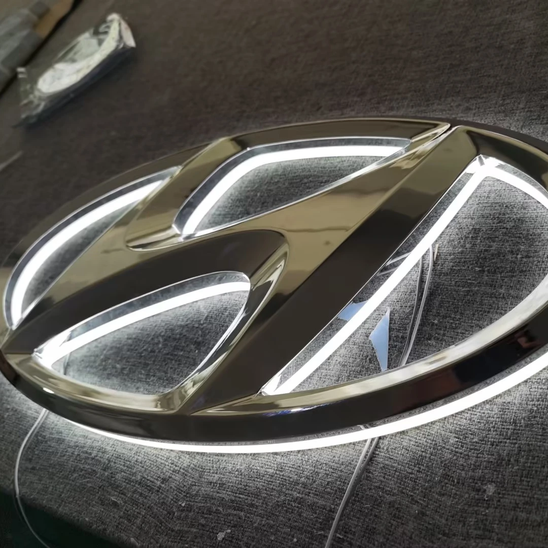 high and luxury led backlit logo sign halo lit metal lighting chrome letter signs