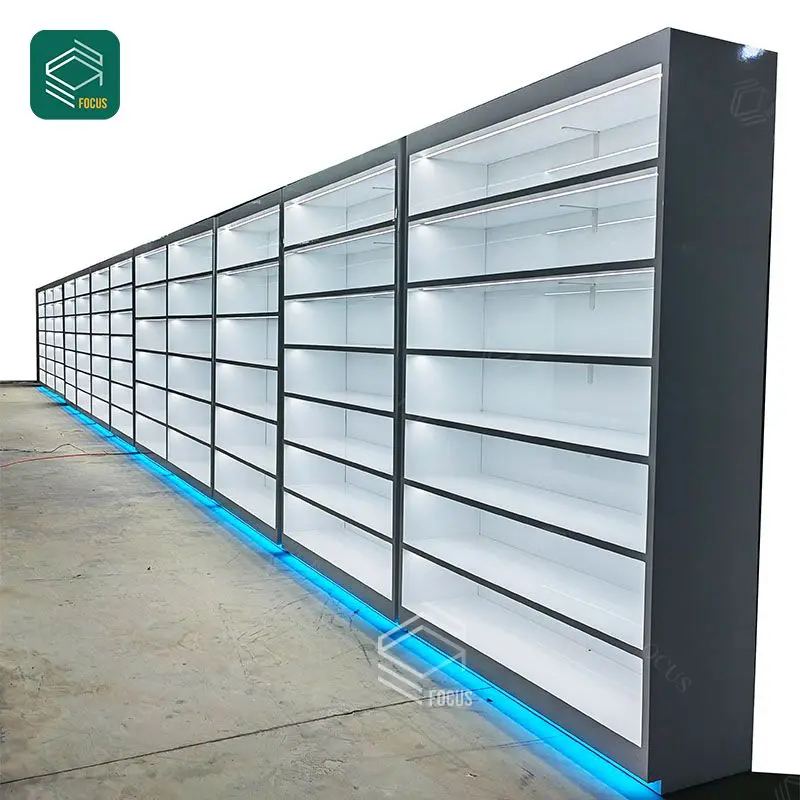 Custom Cigarettes Multiple Cabinet Rack Shelf Glass Tobacco Display Cases Led Light Smoke Shop Display