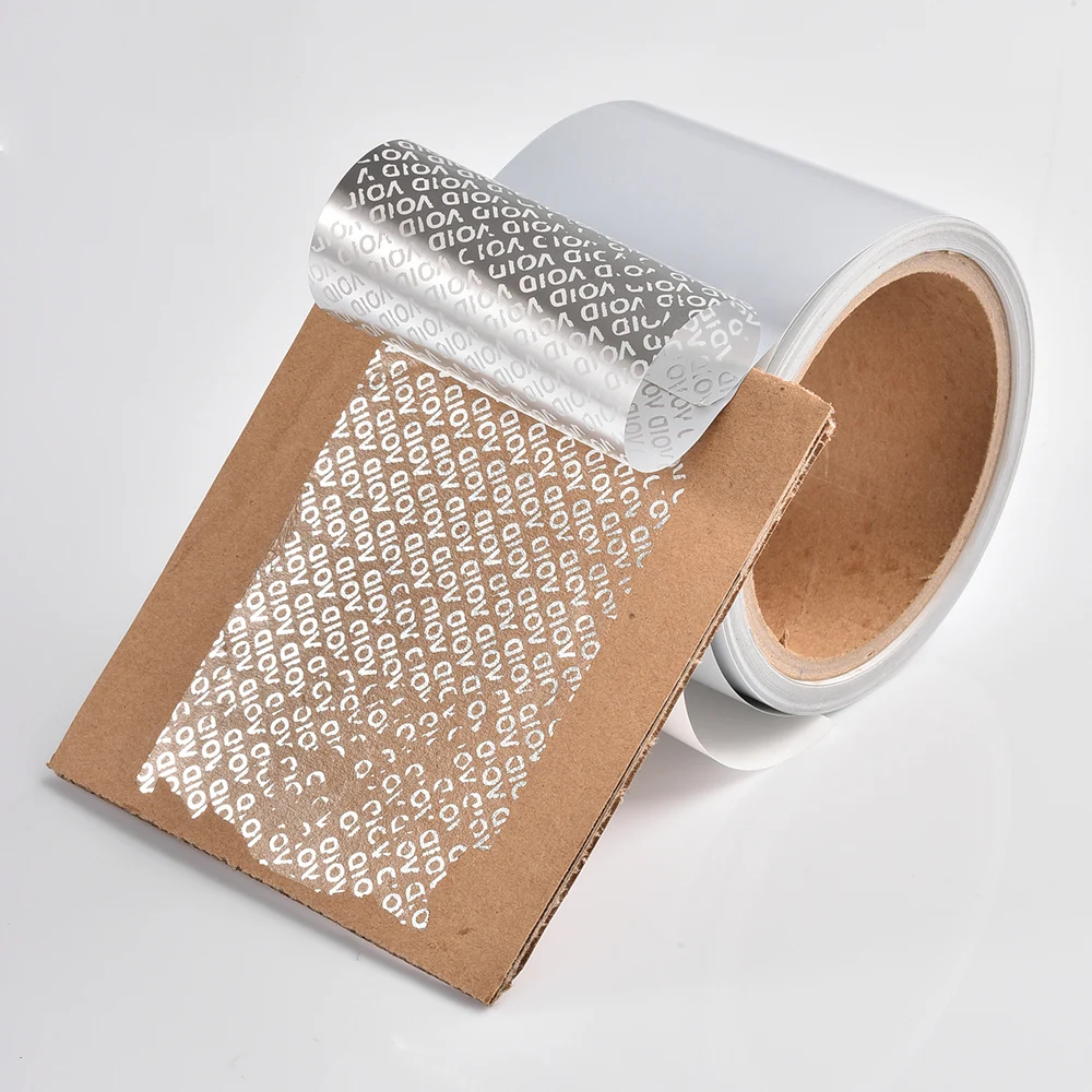 Printing adhesive tamper evident material matte silver void warranty printable stickers custom blank void sticker