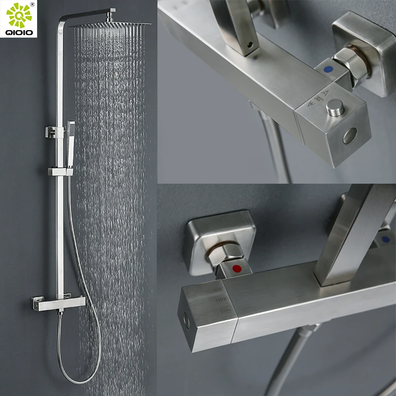 Kaiping NSF cUPC stainless steel 304 316 thermostatic shower mixer valve supply wall mounted square bathroom shower faucet