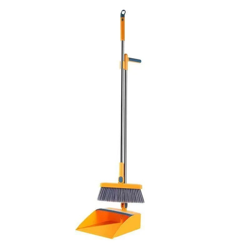 wholesale amazon best seller Dust Clean Long Handled Foldable Rotating Stainless Steel Broom and Dustpan Set with Magnetic Broom