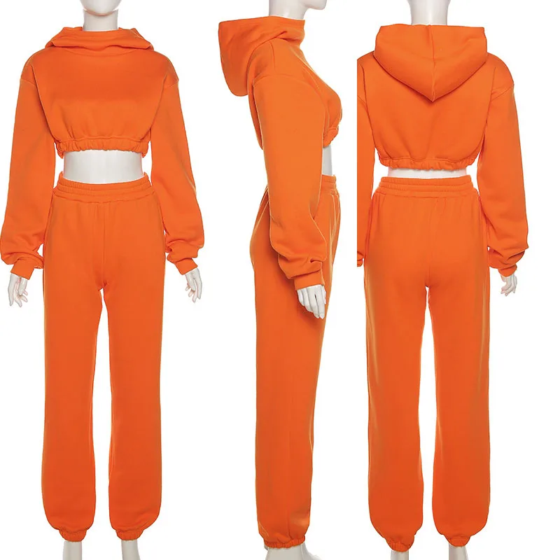 Casual Jogger Sweatsuit 2 Piece Sets  Winter Fleece Two Piece Pants Set Customize Women Jogging Suits