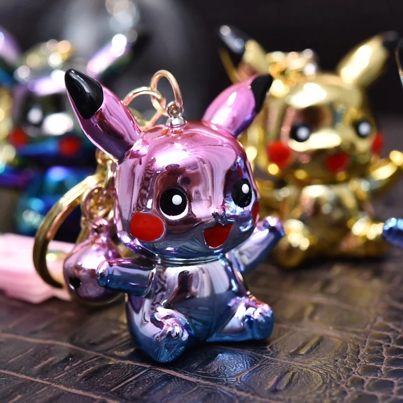Amazon top seller 4*6cm anime figure Pikachu llaveros spray paint smooth mirror plate color acrylic,plastic keychain