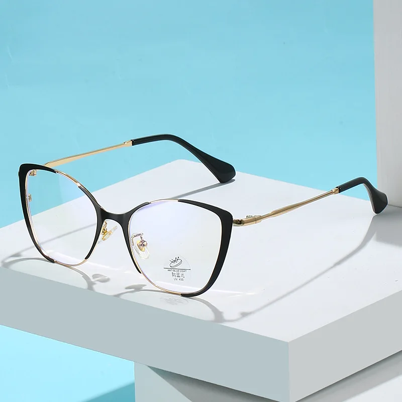 lentes luz azul paint red pink hawksbill metallic cat eye 2023 female girls optical frame blue light block fashion glasses
