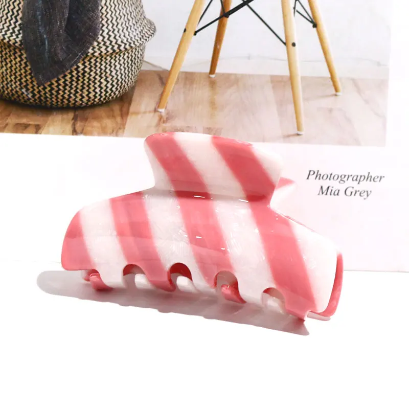 custom color green pink two tone claw clips striped new arrival acetate dual colors hair claw designer inspired hair clamp women