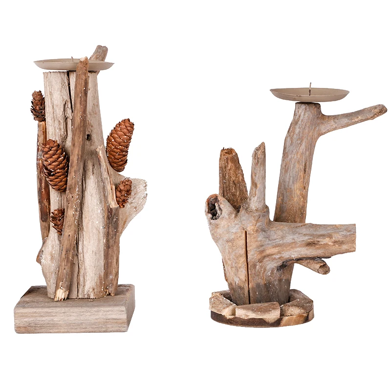
Wholesale Clear Wood Pillar Candle Holders 