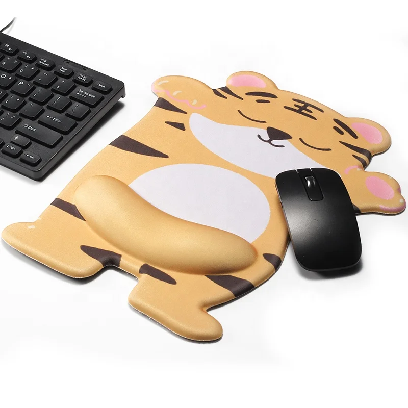 Custom Design Ergonomic 3D Cute Tiger Gel Mouse Pad With Wrist Rest
