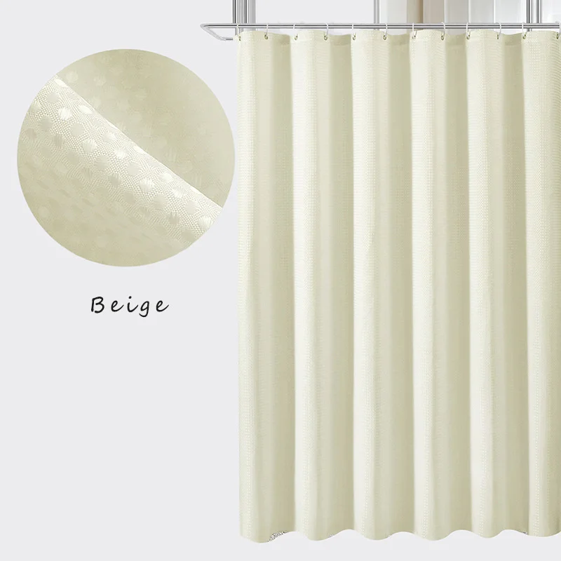 Wholesale Custom Solid Color Waffle Design Polyester Hotel Shower Curtains Modern Bathroom Waterproof with Rings
