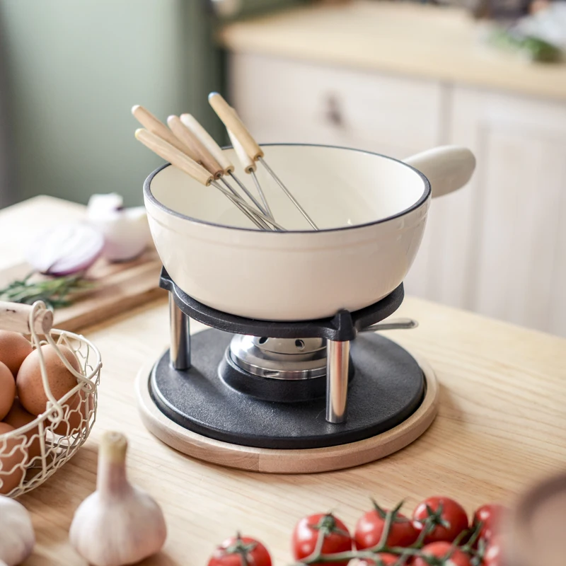 Cast Iron Cheese Fondue Set