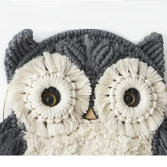 Boho Handmade Woven Macrame Owl Wall Hanging Tapestry Art Decor Office Bedroom Nursery Craft Decorations