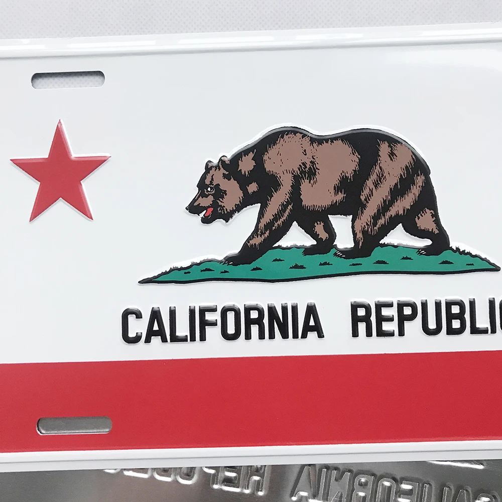 Manufacturer Wholesale Souvenir Tourist Zone California Raised Logo Custom Metal Plate