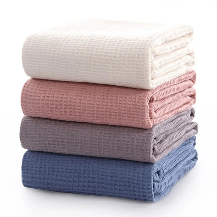 new product 2023 Blanket 100% Cotton Soft Premium Right Weight Breathable Organic Waffle Cotton knit Blanket for babies