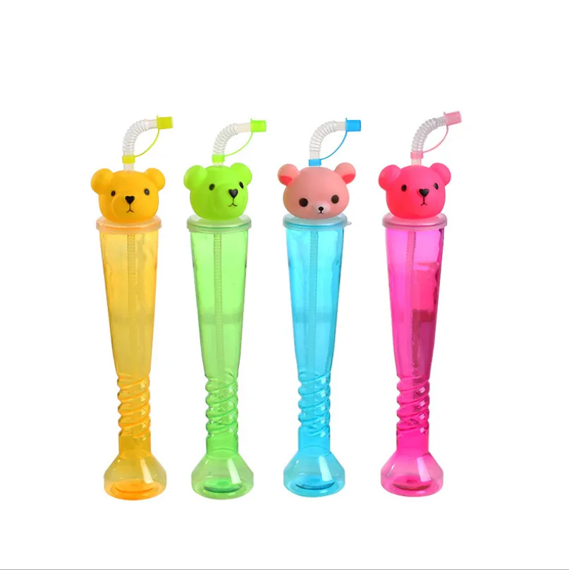 Hot Selling Personalized 500ml Dinosaur Shark Cartoon Clear PET Plastic Slush Yard Cup With Lid And Straw