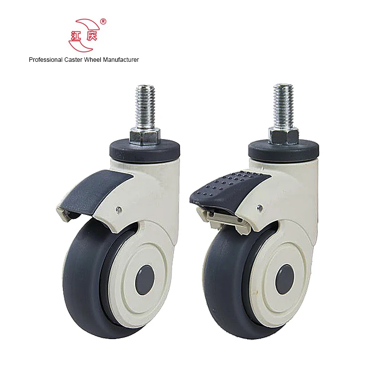 JQ Caster 3inch 4inch Super Silent Soft Grey TPR Wheel Caster M12*25
