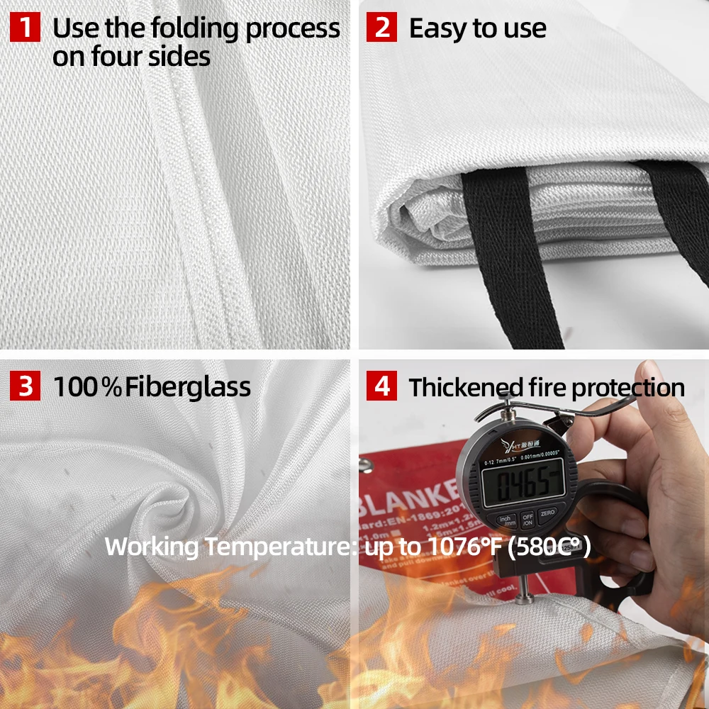 430g 1m*1m Fiberglass Fire Blanket for Home Kitchen Use CE EN1869 2019 Certified