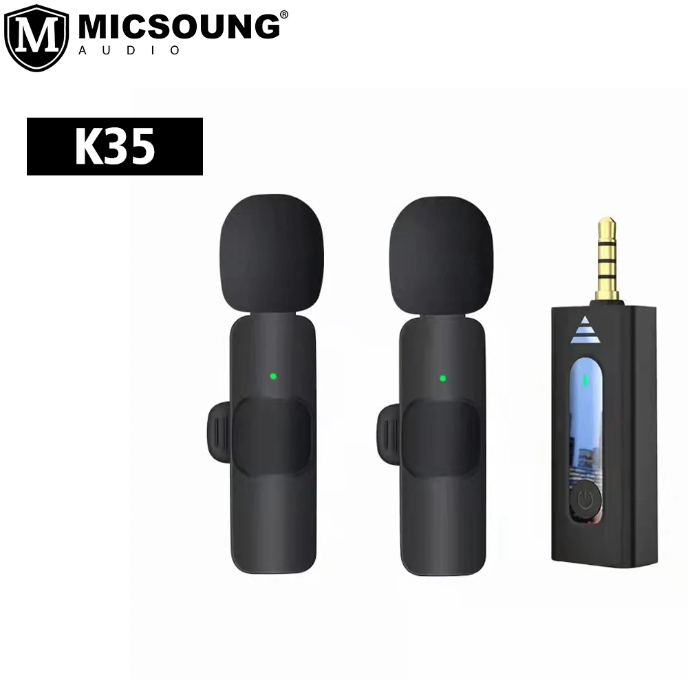 K35  Live Mini Clip Lavalier Collar Lapel Wireless Mic Microphone with 3.5mm Jack for Mobile Phone Camera Vlogging