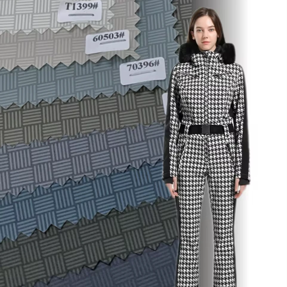 PU Coated Artificial Leather Grid Printing Competitive Price For Bags Cars Down Coats Furniture