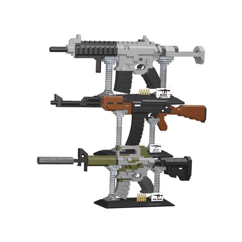 Новое поступление собранная 3D модель ракетный пистолет AK47 AWM мини-кирпич Gatling 98K микростроительный блок игрушка для коллекции