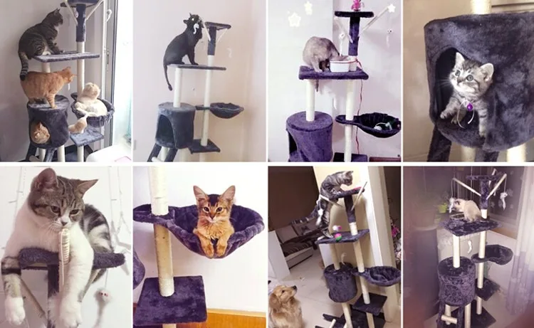 The Fine Quality Multi-level Wood Large Cat Scratcher Tree House Cat Tree Tower