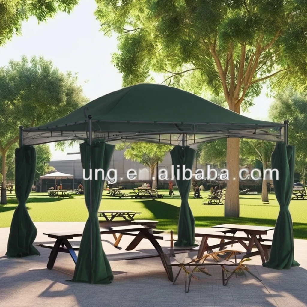 Round Metal Gazebo with milky white sidewall arbours for garden pvc material gazebo