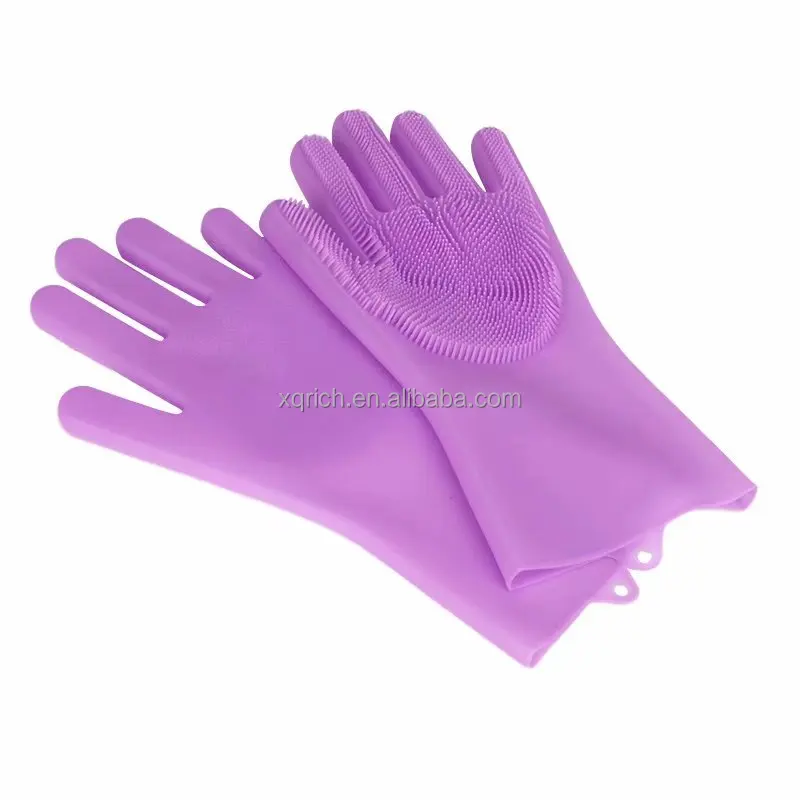 BPA FREE Silicone Dishwashing Gloves for Kitchen Silicone Scrubbing Gloves Soft Bristles Cleaning Pet Care Washing Reusable