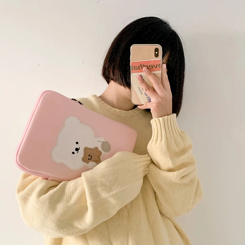 Симпатичный пушистый медвежонок для ipad сумка ноутбука Корейская девушка творческая плюшевая подкладка