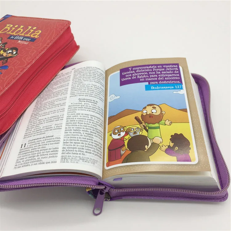 High quality PU leather hardcover holy Bible printing  Zipper PU leather cover for Bible printing