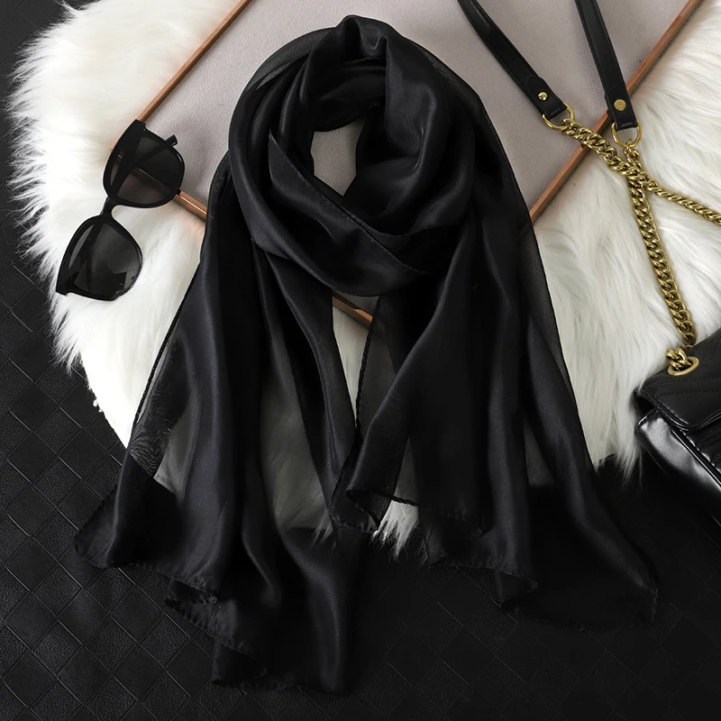 Wholesale Best Selling Silk Scarves georgette Top Elegant Brand Satin Chiffon Silk Scarf Women Printed shawl