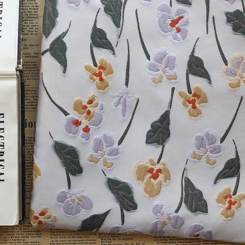 Hot buy beautiful flowers green leaves color small fresh spring summer dress fabric for