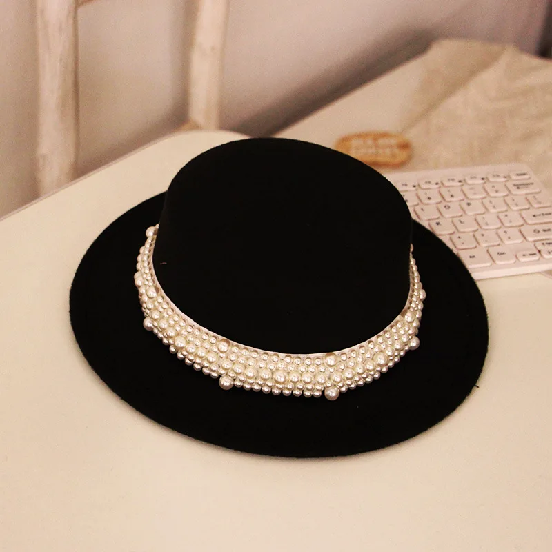 2-6Years Fashion Vintage Children Princess Girls Bucket Hats Autumn Kids Baby Girls Winter Korean Classic Solid Color Pearl Hat