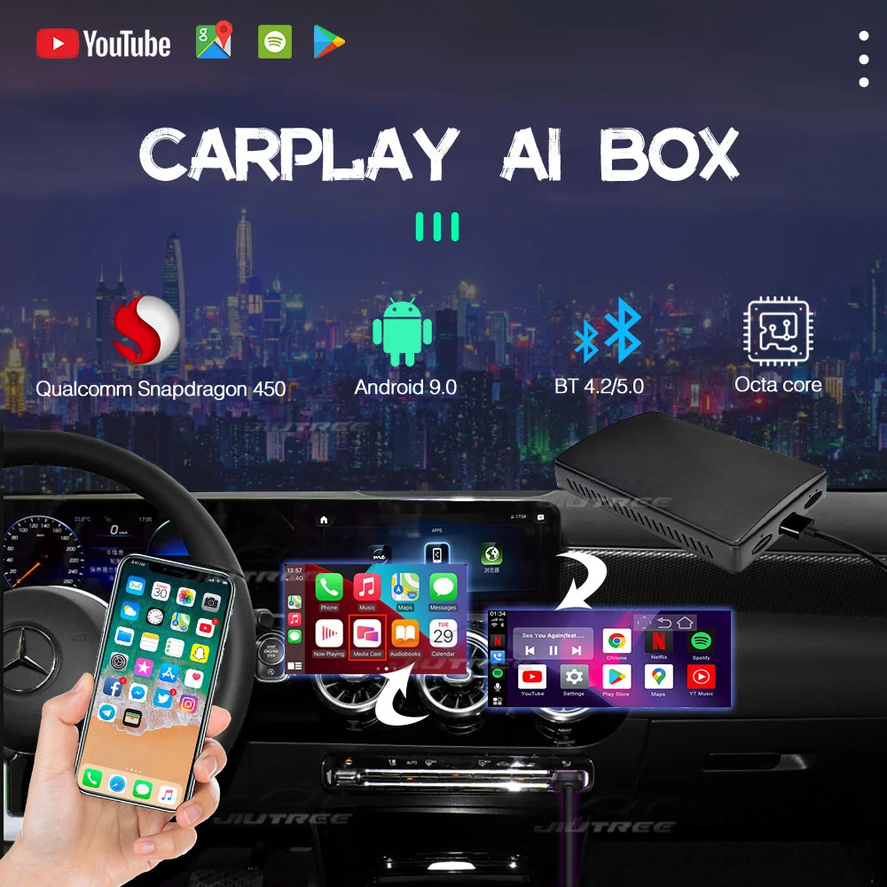 CarPlay AI Box для Audi E-tron 2019 2020 Android автомобильный радиоприемник мультимедийный плеер беспроводной Mirror link Netflix умный