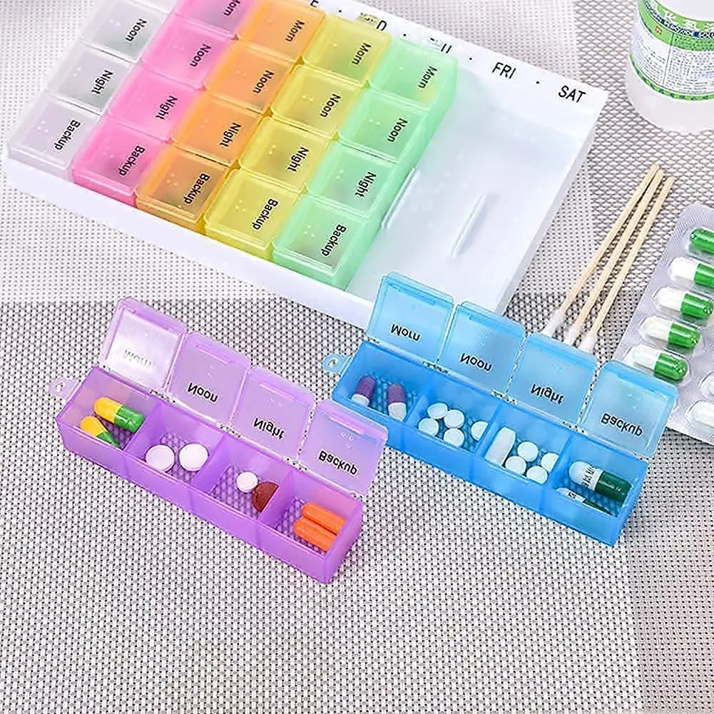 28 Day Pill Box Organizer Weekly 7 Day Pill Dispenser 4 Times a Day
