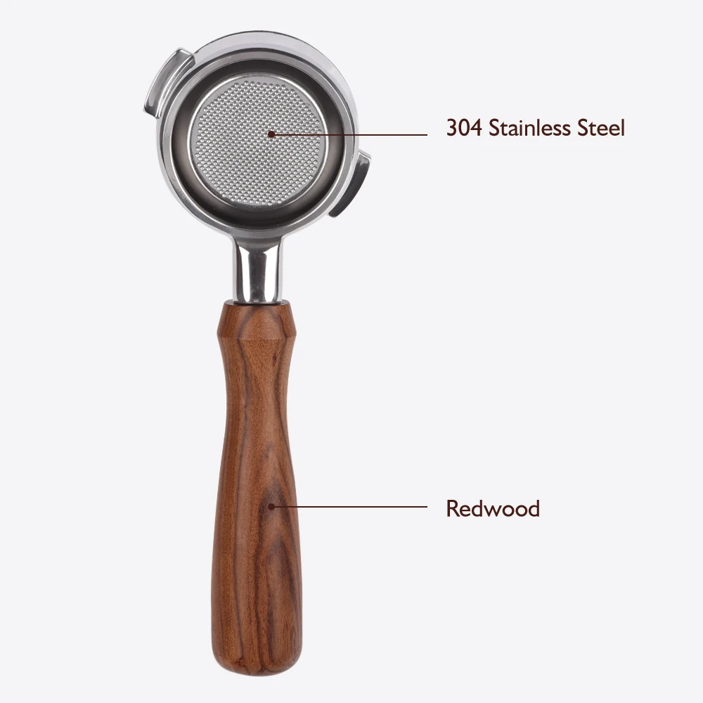 Bottomless Portafilter 58mm Real 304 Stainless Steel CNC Coffee Portafilter 2 Cups Capacity for Nuova Simonelli