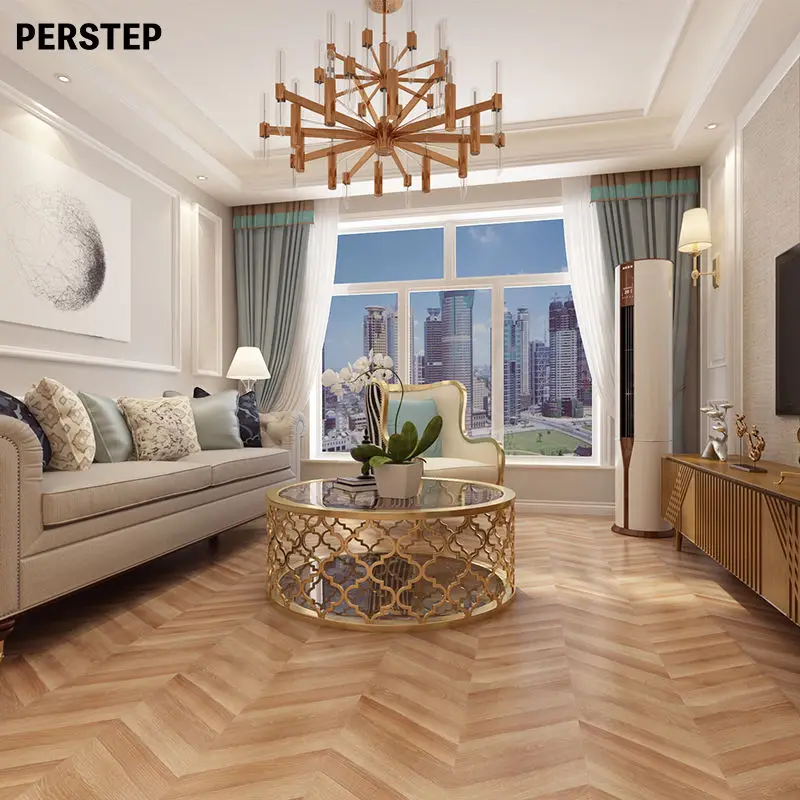 Hot sales herringbone wholesale price Waterproof Fireproof Pet-friendly Quick install laminate flooring