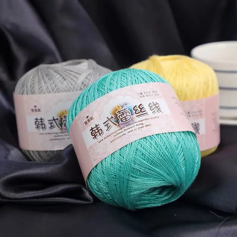 Wholesale Eco Long Colored Yarn Knitting Art Crochet Cotton Hand Knitting Lace Dyed Yarn