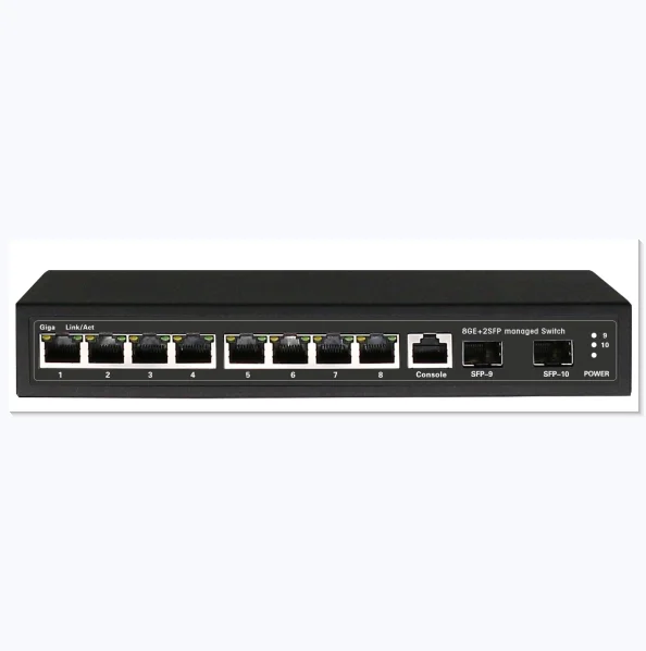 8ge + 2ge полный гигабитный 8 портов слой 2 управляемый коммутатор Poe (POE0802MS)