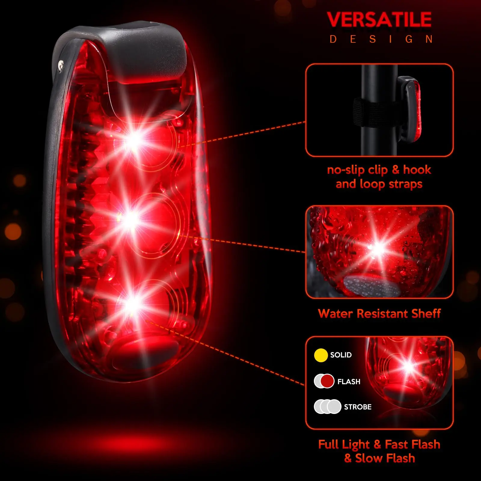 High Visibility Bike Tail Rear Lamp Walking Running Mini Warning Dog Pet Pendant Clip On Strobe Led Safety Light