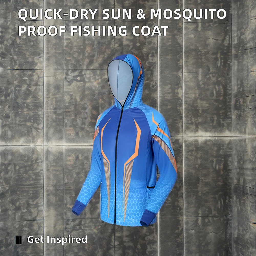 Breathable Quick-Drying Sun Protective Hooded Fishing Coat Long Sleeves Windproof Waterproof Plus Size Adults Fishing Clothing
